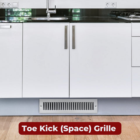 2" x 12" [Duct Opening Size] Toe Kick Register Grille | Vent Cover  | Outer Dimensions: 3.5" X 13.5" | Gray