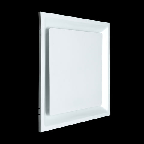 24 x 24-inch White Steel T-bar plaque diffuser, angled view