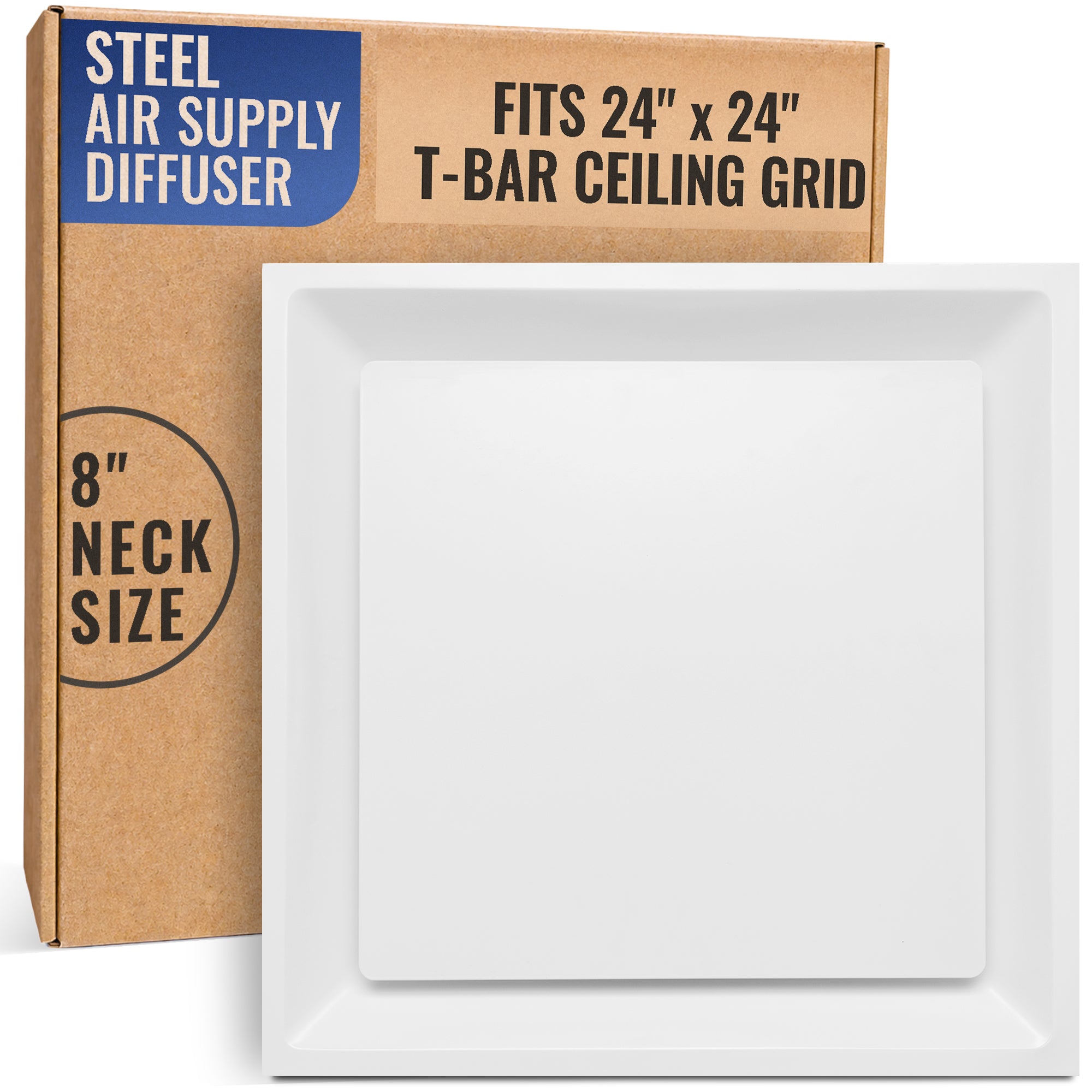 24 x 24-inch White Steel T-bar plaque diffuser, packaging