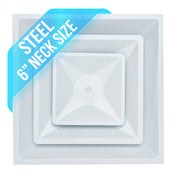 24 x 24-inch White Steel T-bar cone diffuser, front view