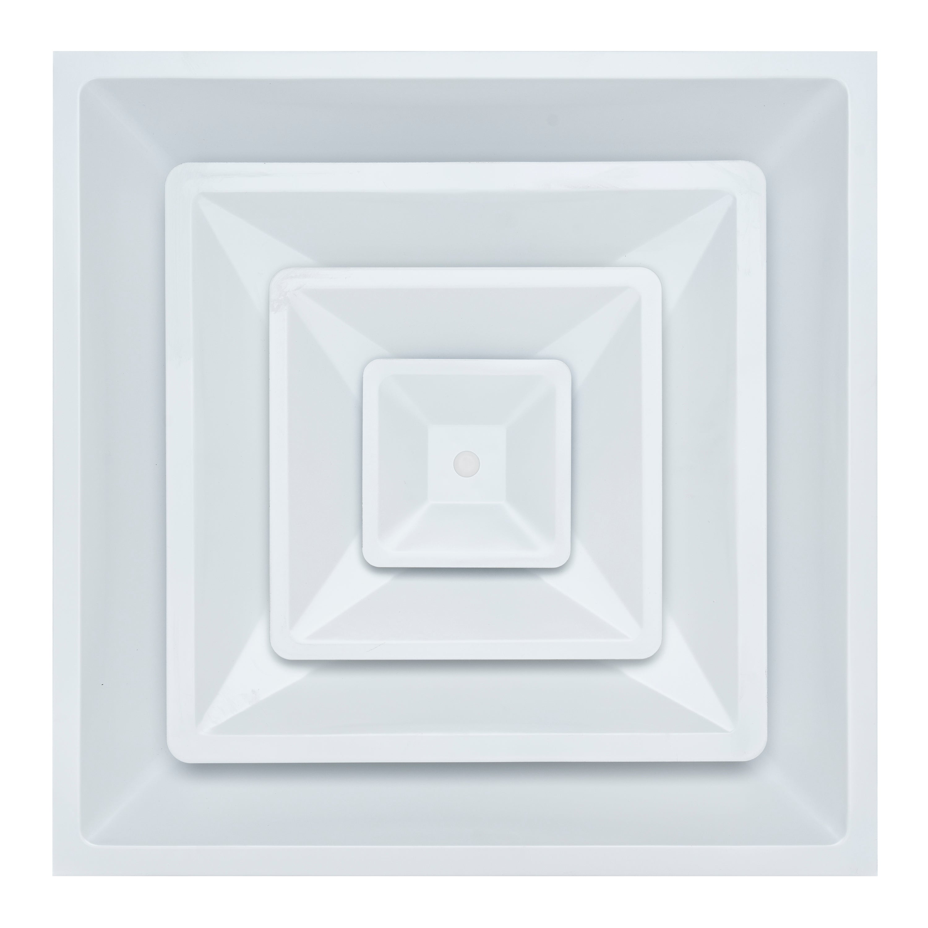 24 x 24-inch White Steel T-bar cone diffuser, front view 2