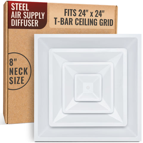 24 x 24-inch White Steel T-bar cone diffuser, packaging