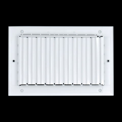 10"W x 6"H [Duct Opening] Aluminum 1-WAY Adjustable Air Supply Grille | Register Vent Cover Grill for Sidewall and Ceiling | White | Outer Dimensions: 11.75"W x 7.75"H