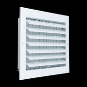12 x 8-inch White Aluminum adjustable curved blade supply register, angled view