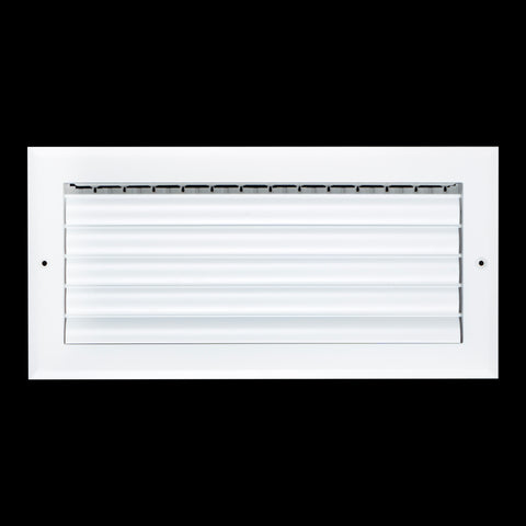 14"W x 6"H [Duct Opening] Aluminum 1-WAY Adjustable Air Supply Grille | Register Vent Cover Grill for Sidewall and Ceiling | White | Outer Dimensions: 15.75"W x 7.75"H