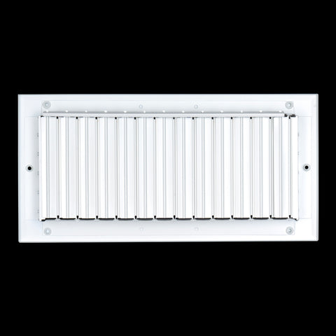 14"W x 6"H [Duct Opening] Aluminum 1-WAY Adjustable Air Supply Grille | Register Vent Cover Grill for Sidewall and Ceiling | White | Outer Dimensions: 15.75"W x 7.75"H