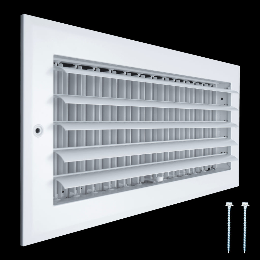 14x6 Aluminum 1-WAY Adjustable Air Supply Register for Sidewall and Ceiling | White | Outer Dimensions: 15-3/4"W X 7-3/4"H