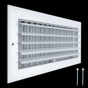 14 x 6-inch White Aluminum adjustable curved blade supply register, angled view