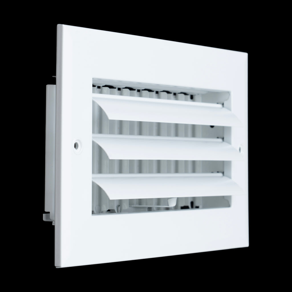 8x4 Aluminum 1-WAY Adjustable Air Supply Register for Sidewall and Ceiling | White | Outer Dimensions: 9-3/4"W X 5-3/4"H