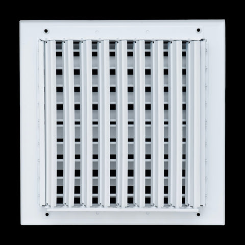 10x10 Aluminum 2-WAY Adjustable Air Supply Register for Sidewall and Ceiling | White | Outer Dimensions: 11-3/4"W X 11-3/4"H