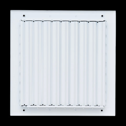 10x10 Aluminum 2-WAY Adjustable Air Supply Register for Sidewall and Ceiling | White | Outer Dimensions: 11-3/4"W X 11-3/4"H