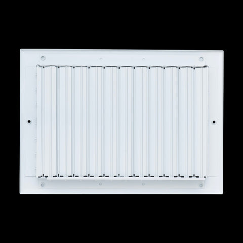 12"x8" 2-Way White Aluminum Adjustable Curved Blade Supply Register, Air Vent Cover with Damper for Sidewall Or Ceiling