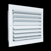 14 x 8-inch White Aluminum adjustable curved blade supply register, angled view