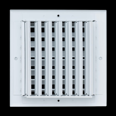8"x8" 2-Way White Aluminum Adjustable Curved Blade Supply Register, Air Vent Cover with Damper for Sidewall Or Ceiling