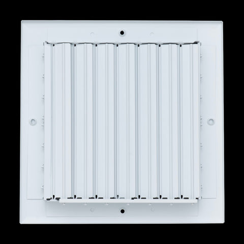 8"x8" 2-Way White Aluminum Adjustable Curved Blade Supply Register, Air Vent Cover with Damper for Sidewall Or Ceiling