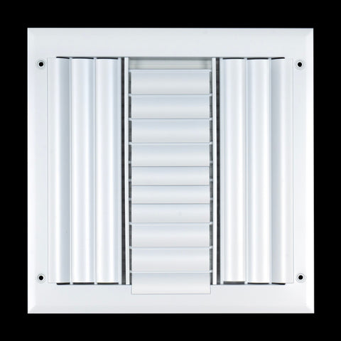 10x10 Aluminum 3-WAY Adjustable Air Supply Register for Sidewall and Ceiling | White | Outer Dimensions: 11-3/4"W X 11-3/4"H