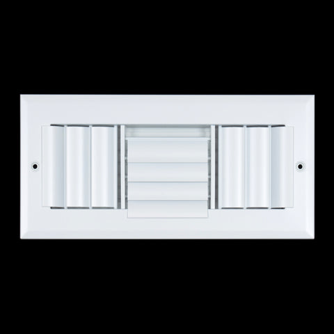 10"W x 4"H [Duct Opening] Aluminum 3-WAY Adjustable Air Supply Grille | Register Vent Cover Grill for Sidewall and Ceiling | White | Outer Dimensions: 11.75"W x 5.75"H