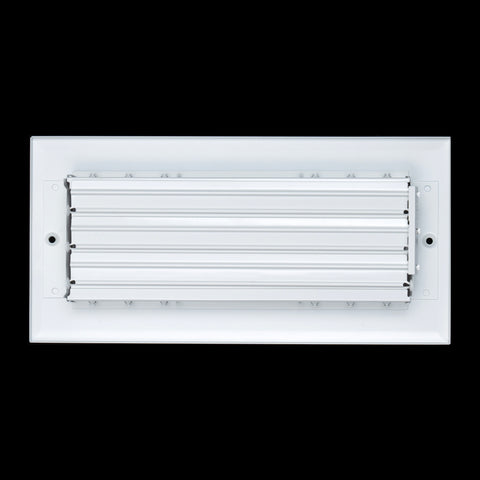 10"W x 4"H [Duct Opening] Aluminum 3-WAY Adjustable Air Supply Grille | Register Vent Cover Grill for Sidewall and Ceiling | White | Outer Dimensions: 11.75"W x 5.75"H