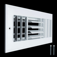 10"W x 4"H [Duct Opening] Aluminum 3-WAY Adjustable Air Supply Grille | Register Vent Cover Grill for Sidewall and Ceiling | White | Outer Dimensions: 11.75"W x 5.75"H