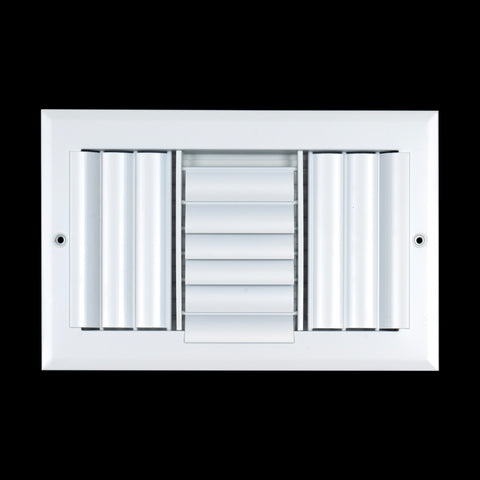 10"W x 6"H [Duct Opening] Aluminum 3-WAY Adjustable Air Supply Grille | Register Vent Cover Grill for Sidewall and Ceiling | White | Outer Dimensions: 11.75"W x 7.75"H