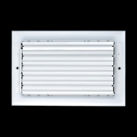 10"W x 6"H [Duct Opening] Aluminum 3-WAY Adjustable Air Supply Grille | Register Vent Cover Grill for Sidewall and Ceiling | White | Outer Dimensions: 11.75"W x 7.75"H