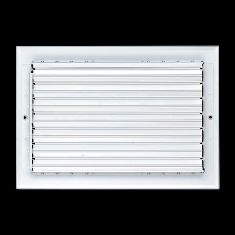 12"W x 8"H [Duct Opening] Aluminum 3-WAY Adjustable Air Supply Grille | Register Vent Cover Grill for Sidewall and Ceiling | White | Outer Dimensions: 13.75"W x 9.75"H