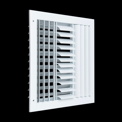 Fits 12x12 Duct Opening Aluminum 3-WAY Adjustable Air Supply Grille by Handua | Curved Blade Register Vent Cover for Sidewall & Ceiling | White | Outer Size: 13.75" X 13.75"