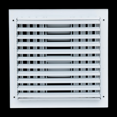 12"x12" 3-Way White Aluminum Adjustable Curved Blade Supply Register, Air Vent Cover with Damper for Sidewall Or Ceiling