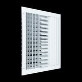 14x14 3-Way White Aluminum Adjustable Curved Blade Supply Register, Air Vent Cover with Damper for Sidewall Or Ceiling