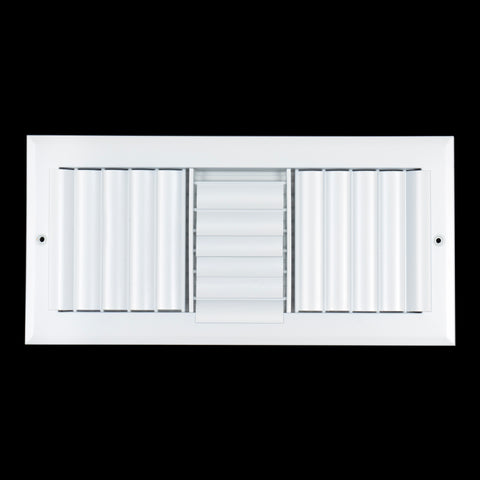 14"W x 6"H [Duct Opening] Aluminum 3-WAY Adjustable Air Supply Grille | Register Vent Cover Grill for Sidewall and Ceiling | White | Outer Dimensions: 15.75"W x 7.75"H