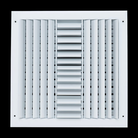 14"x14" 3-Way White Aluminum Adjustable Curved Blade Supply Register, Air Vent Cover with Damper for Sidewall Or Ceiling