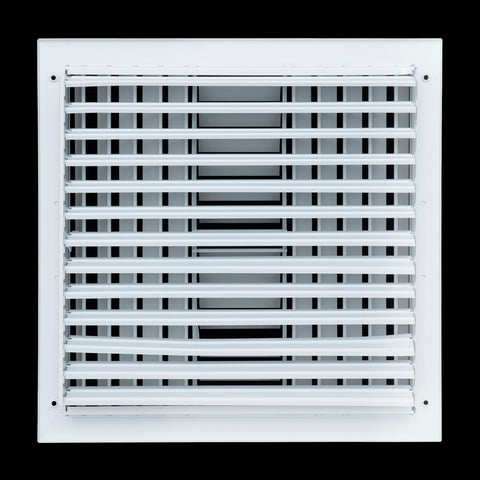 14"x14" 3-Way White Aluminum Adjustable Curved Blade Supply Register, Air Vent Cover with Damper for Sidewall Or Ceiling