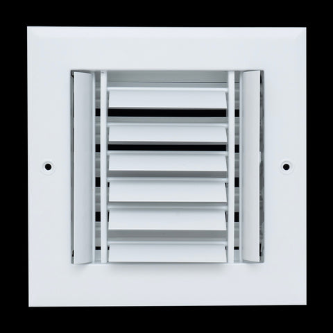 6"x6" 3-Way White Aluminum Adjustable Curved Blade Supply Register, Air Vent Cover with Damper for Sidewall Or Ceiling