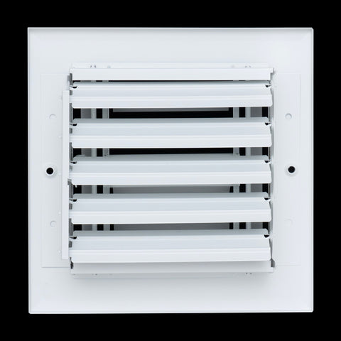 6"x6" 3-Way White Aluminum Adjustable Curved Blade Supply Register, Air Vent Cover with Damper for Sidewall Or Ceiling