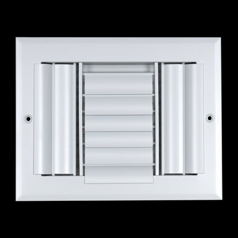 8"W x 6"H [Duct Opening] Aluminum 3-WAY Adjustable Air Supply Grille | Register Vent Cover Grill for Sidewall and Ceiling | White | Outer Dimensions: 9.75"W x 7.75"H