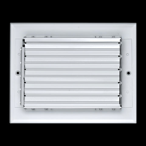 8"W x 6"H [Duct Opening] Aluminum 3-WAY Adjustable Air Supply Grille | Register Vent Cover Grill for Sidewall and Ceiling | White | Outer Dimensions: 9.75"W x 7.75"H