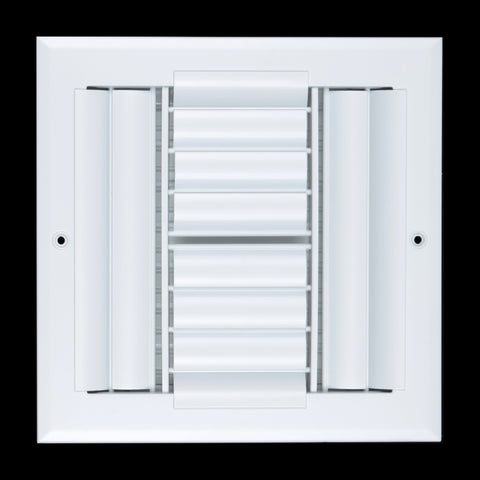 8"W x 8"H [Duct Opening] Aluminum 4-WAY Adjustable Air Supply Grille | Register Vent Cover Grill for Sidewall and Ceiling | White | Outer Dimensions: 9.75"W x 9.75"H