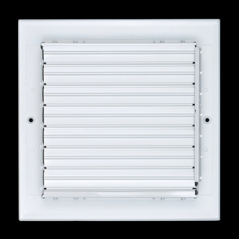 8"W x 8"H [Duct Opening] Aluminum 4-WAY Adjustable Air Supply Grille | Register Vent Cover Grill for Sidewall and Ceiling | White | Outer Dimensions: 9.75"W x 9.75"H