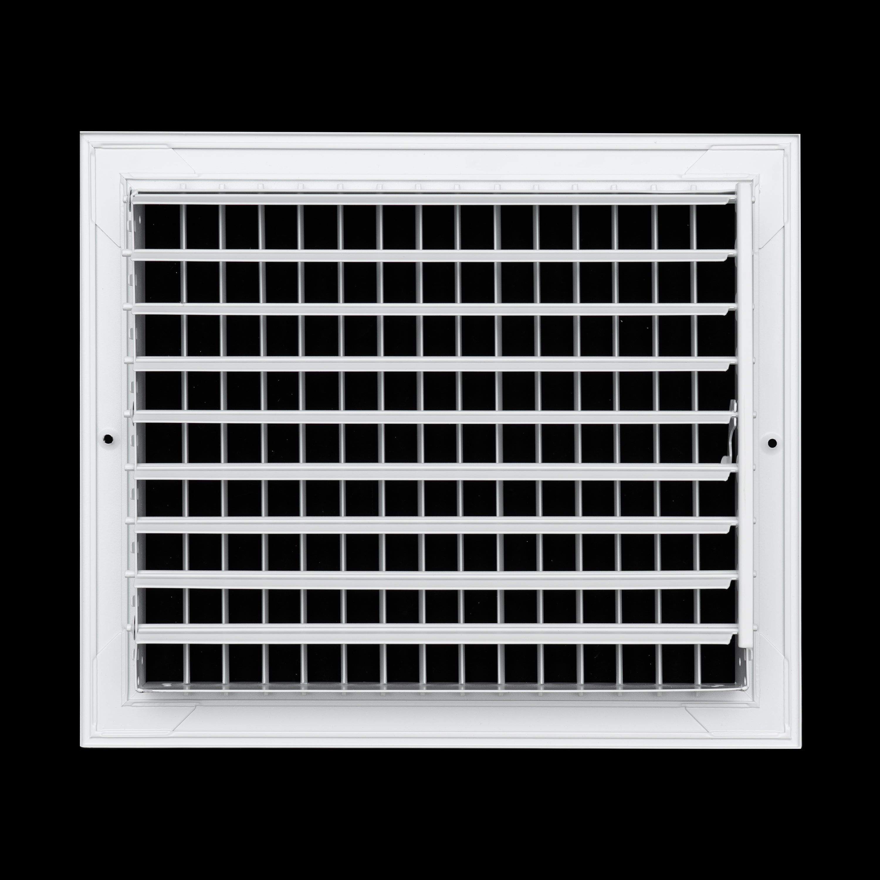 12 x 10-inch White Aluminum adjustable supply register, rear view