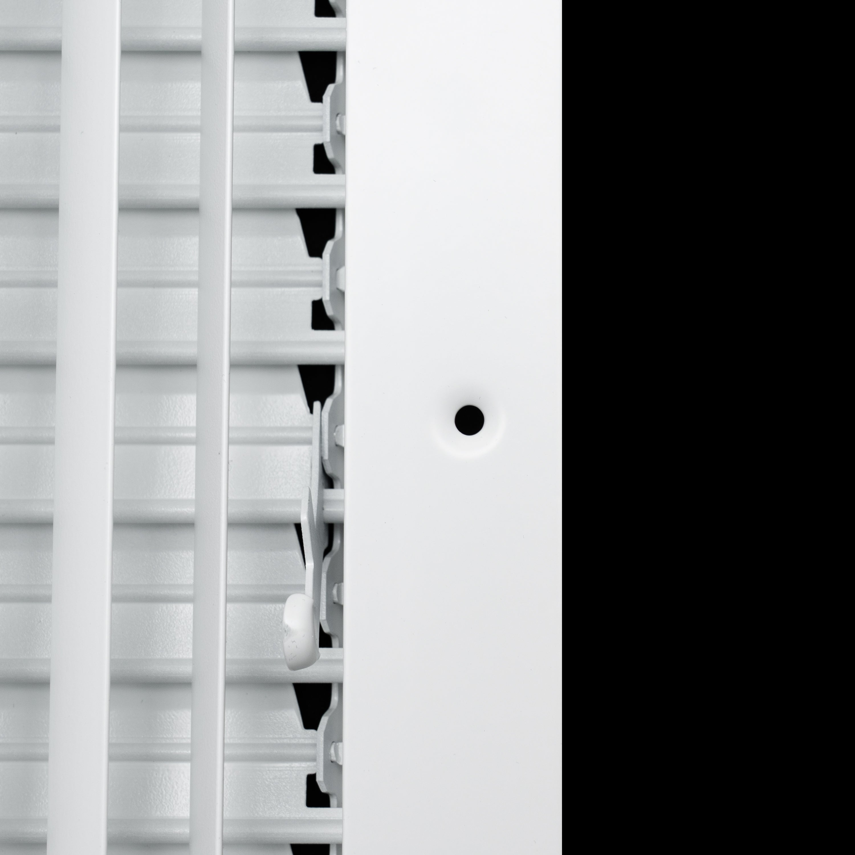 12 x 4-inch White Aluminum adjustable supply register, damper lever detail 2