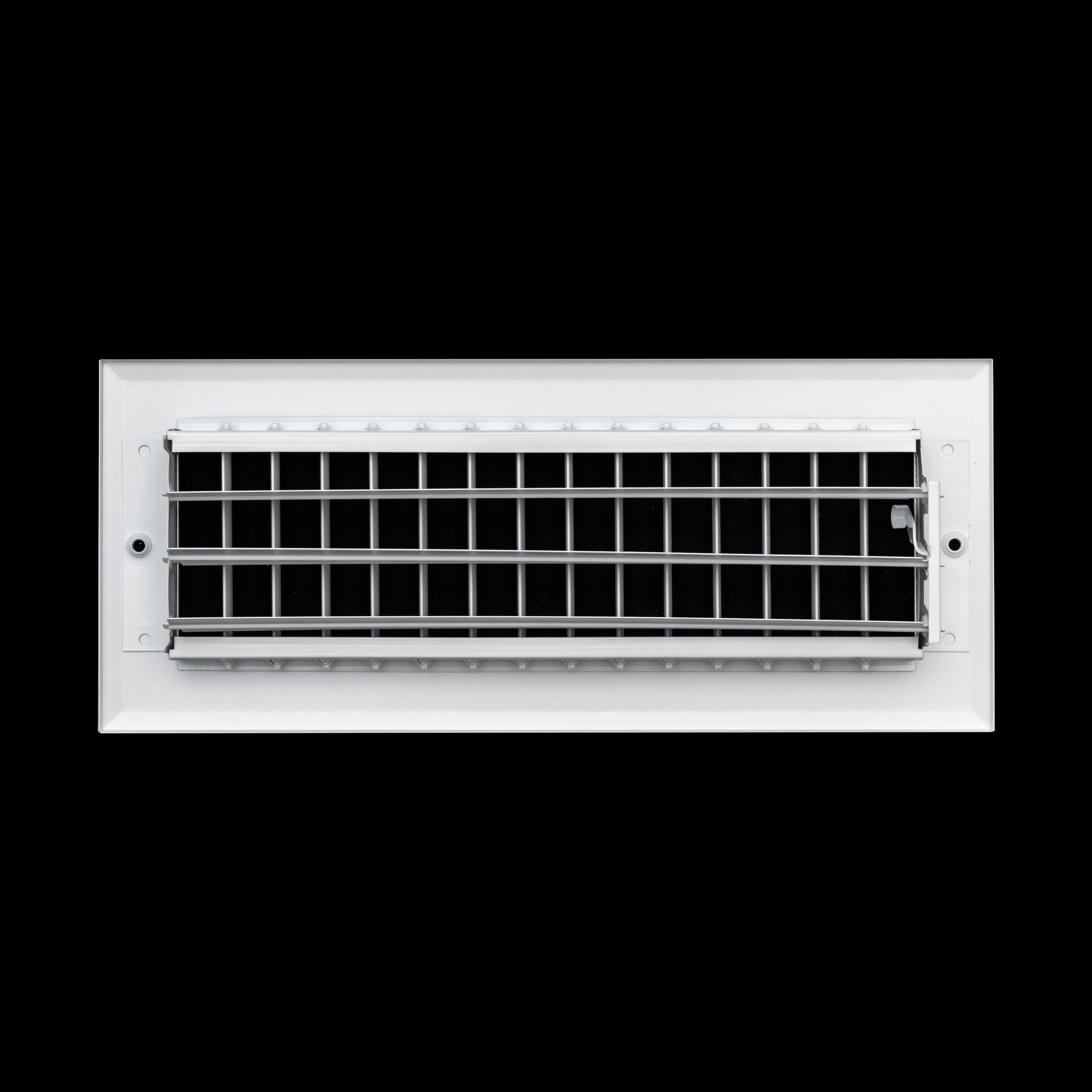 12 x 4-inch White Aluminum adjustable supply register, rear view