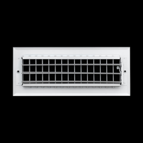 12 x 4-inch White Aluminum adjustable supply register, rear view