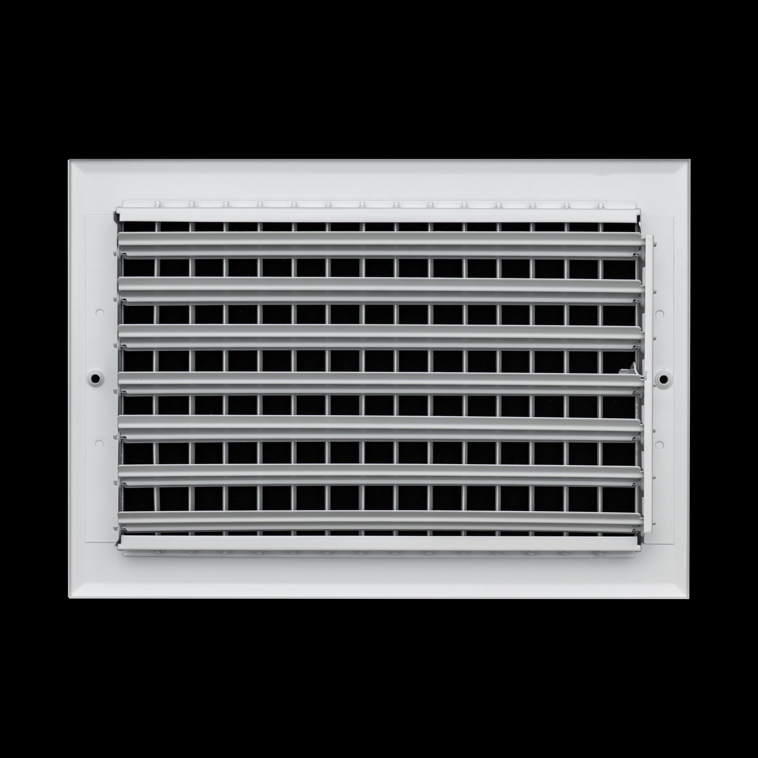 12 x 8-inch White Aluminum adjustable supply register, rear view