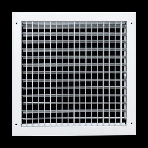 14 x 14-inch White Aluminum adjustable supply register, front view 2