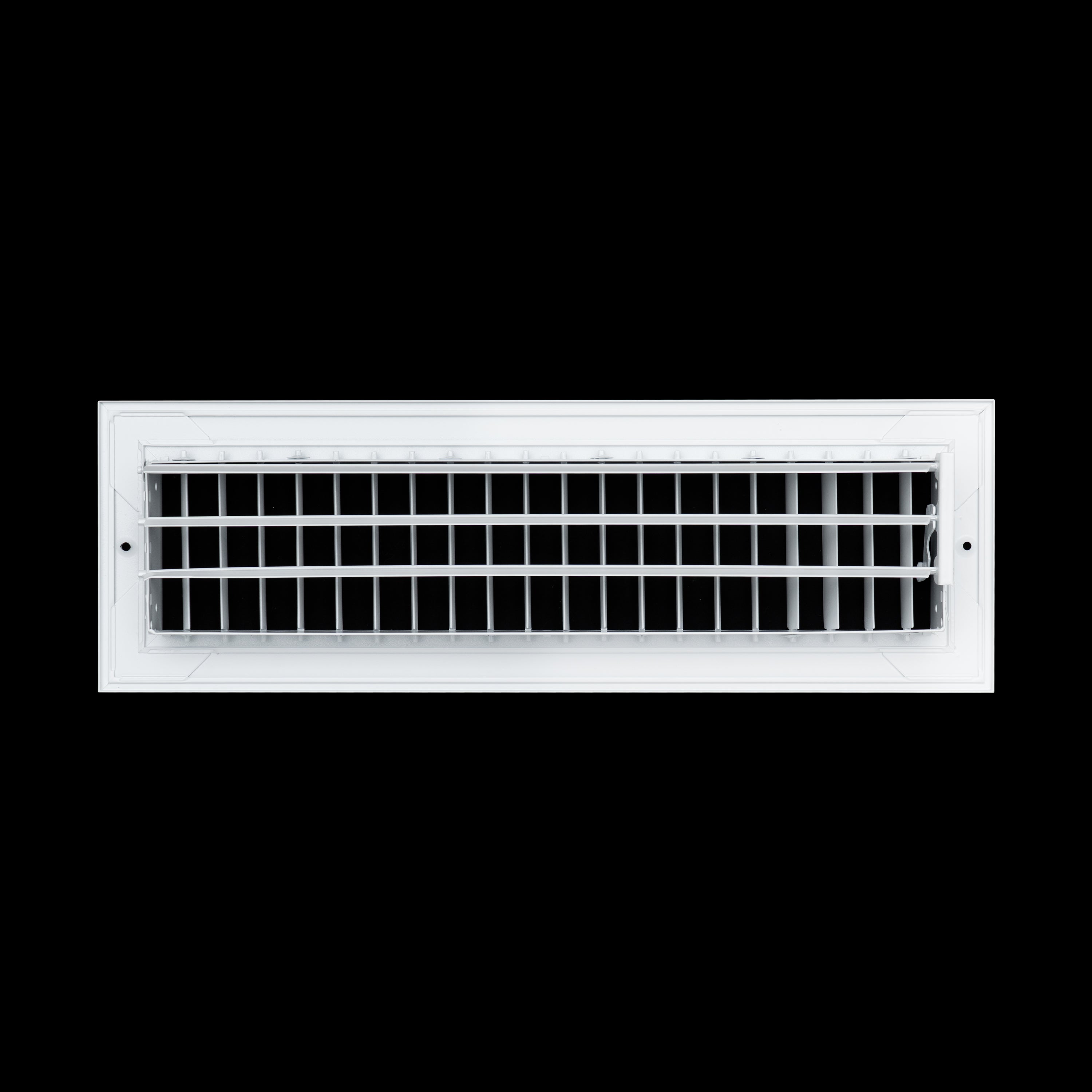 16 x 4-inch White Aluminum adjustable supply register, rear view