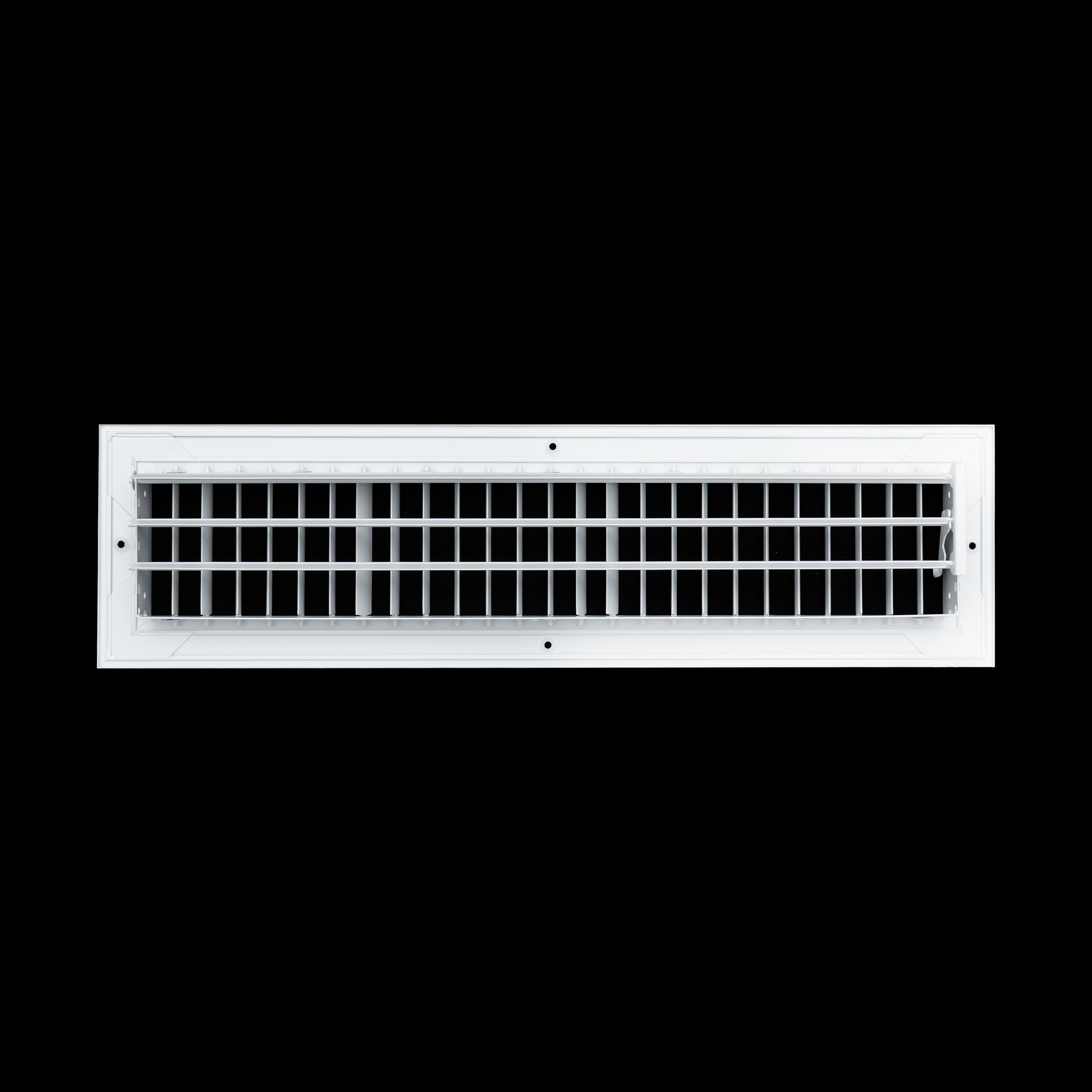 20 x 4-inch White Aluminum adjustable supply register, rear view