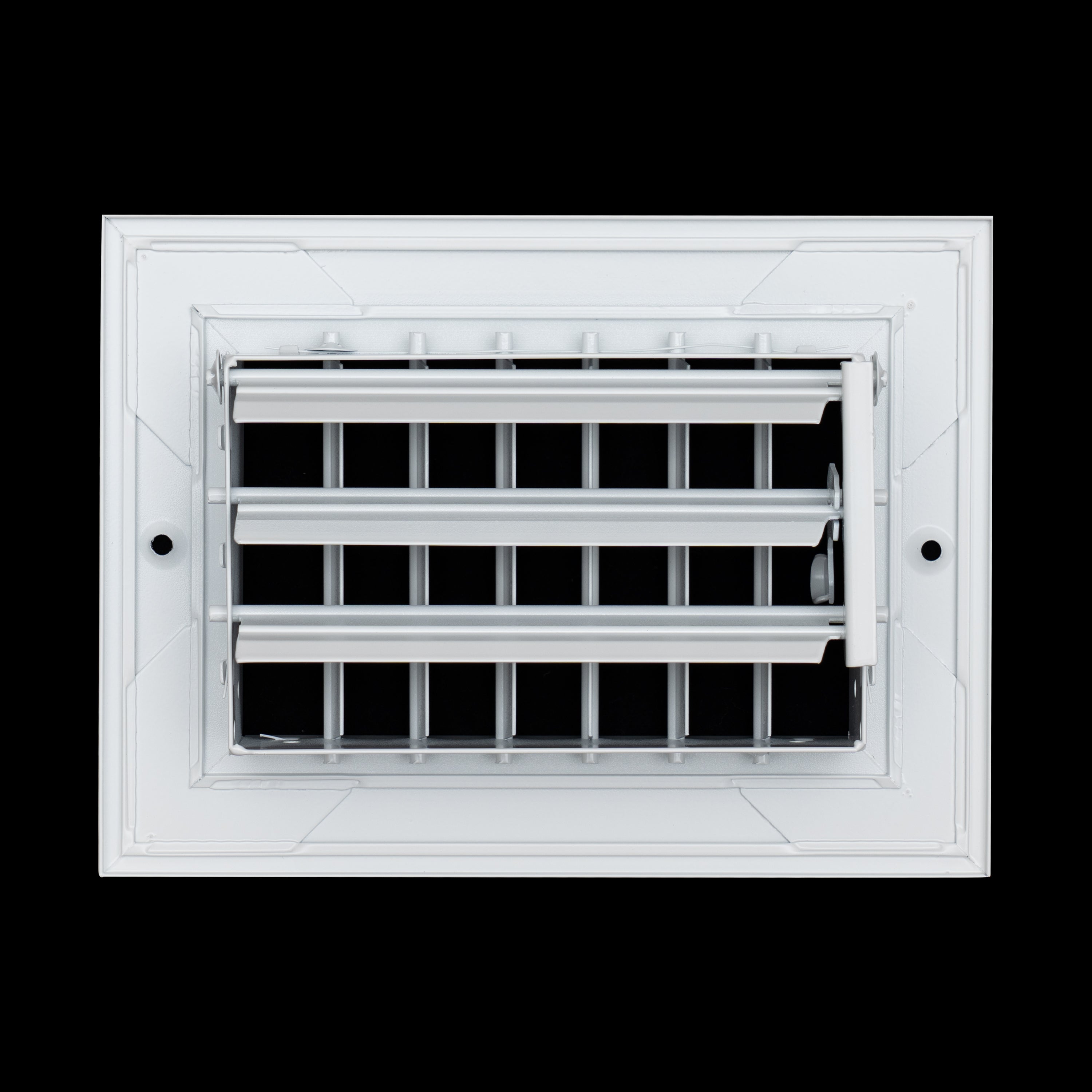 6 x 4-inch White Aluminum adjustable supply register, rear view