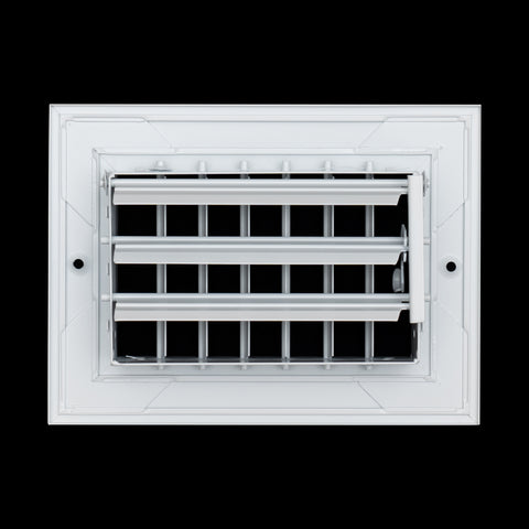 6 x 4-inch White Aluminum adjustable supply register, rear view