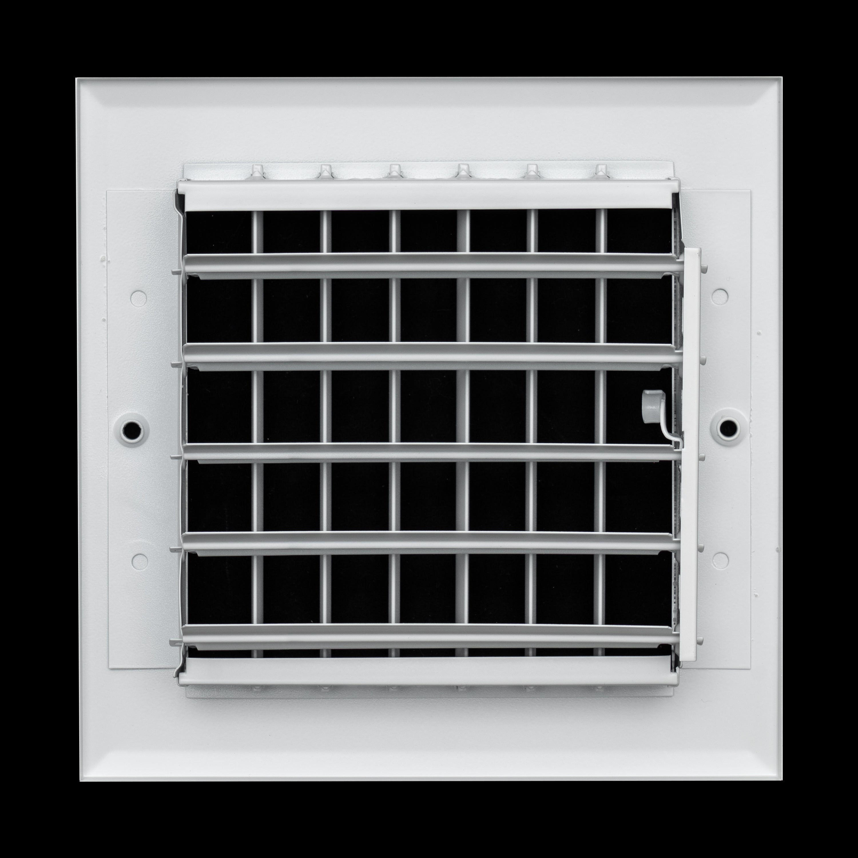 6 x 6-inch White Aluminum adjustable supply register, rear view