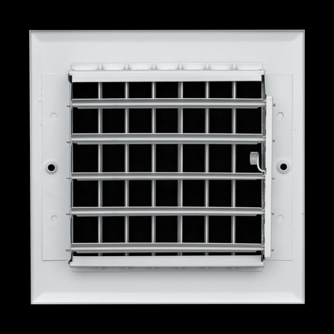 6 x 6-inch White Aluminum adjustable supply register, rear view